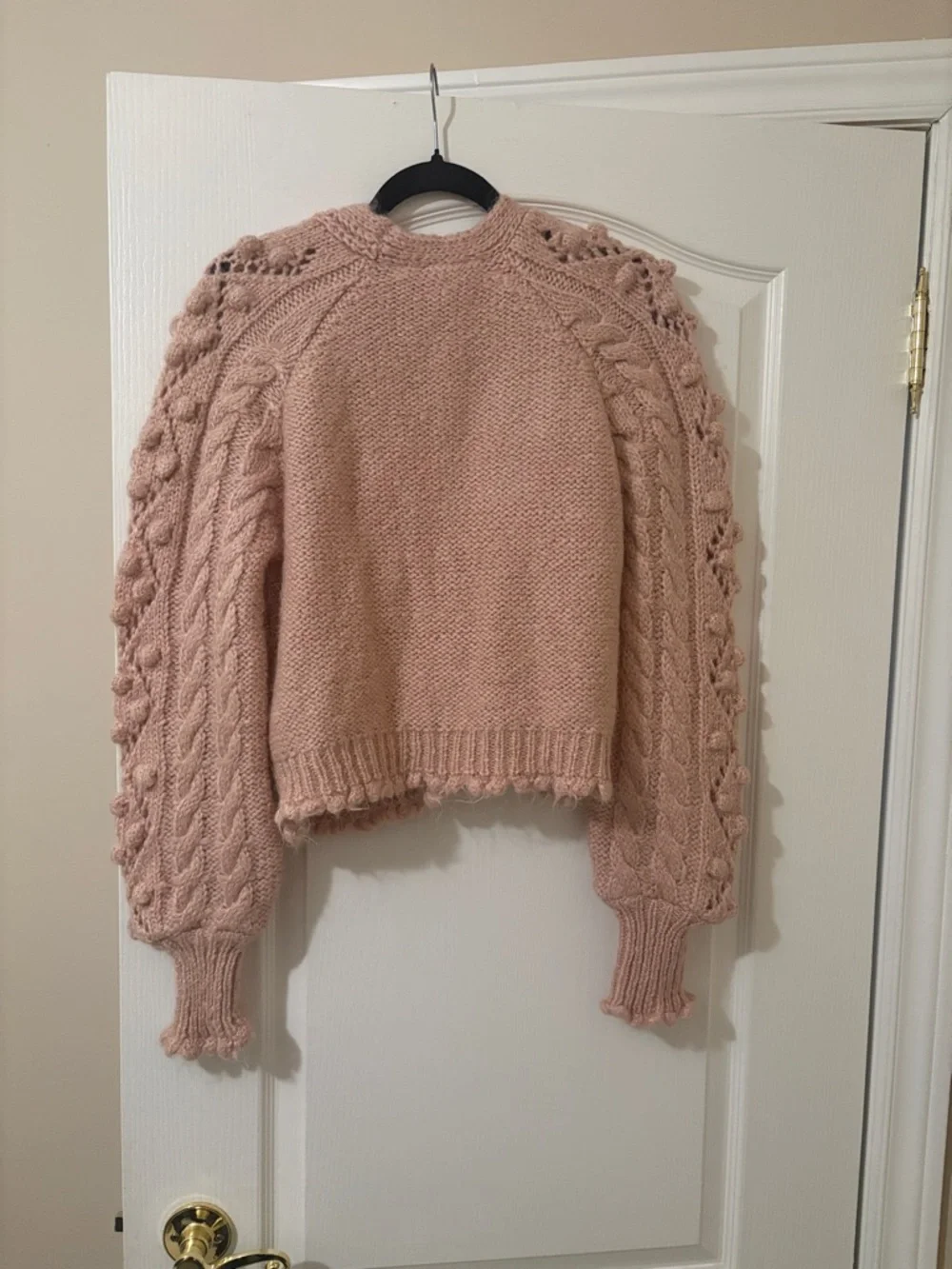 ZARA Blush Pink Cable & Bobble Knit Cardigan - Picture 5 of 6
